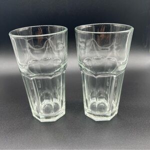 Set Of 2 Vintage Tall 6.25” Premiere Clear Glass Drinking Glasses